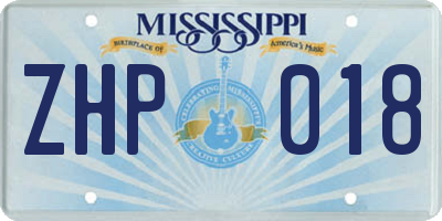 MS license plate ZHP018