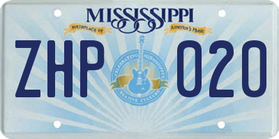 MS license plate ZHP020