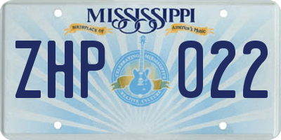 MS license plate ZHP022