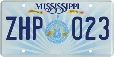 MS license plate ZHP023