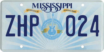 MS license plate ZHP024