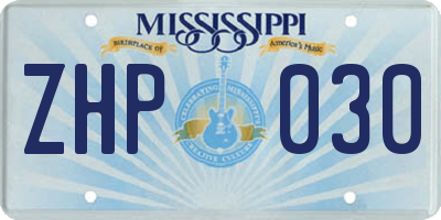 MS license plate ZHP030