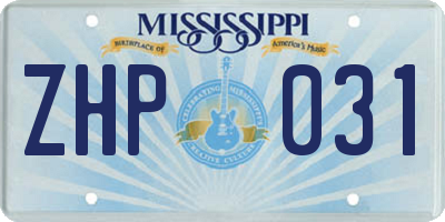 MS license plate ZHP031