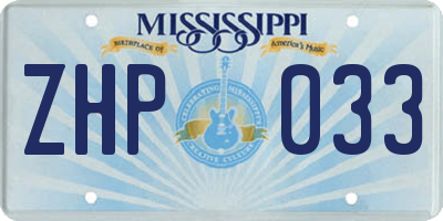 MS license plate ZHP033