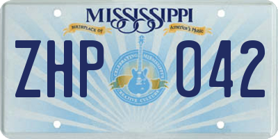 MS license plate ZHP042