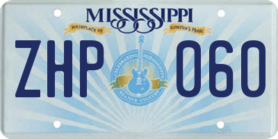 MS license plate ZHP060