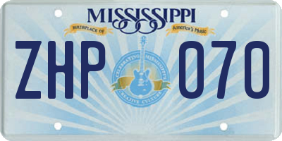 MS license plate ZHP070