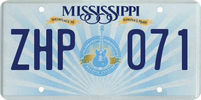 MS license plate ZHP071