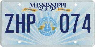 MS license plate ZHP074