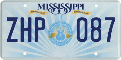 MS license plate ZHP087