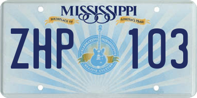 MS license plate ZHP103