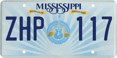 MS license plate ZHP117