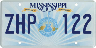 MS license plate ZHP122