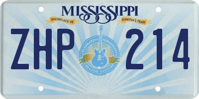 MS license plate ZHP214