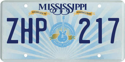 MS license plate ZHP217