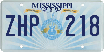 MS license plate ZHP218