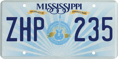 MS license plate ZHP235