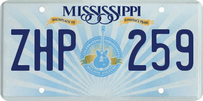 MS license plate ZHP259