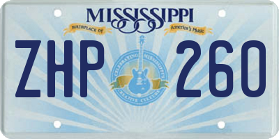 MS license plate ZHP260