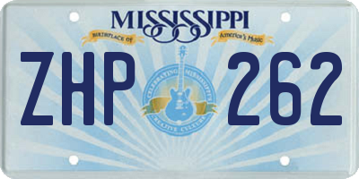 MS license plate ZHP262