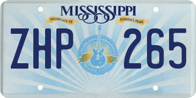 MS license plate ZHP265