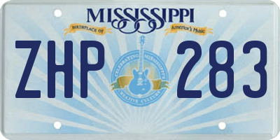 MS license plate ZHP283