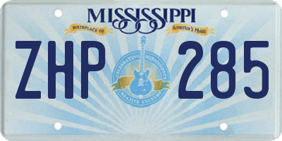 MS license plate ZHP285