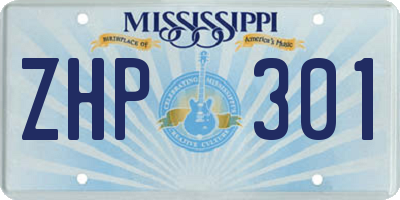 MS license plate ZHP301