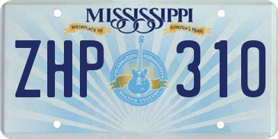 MS license plate ZHP310