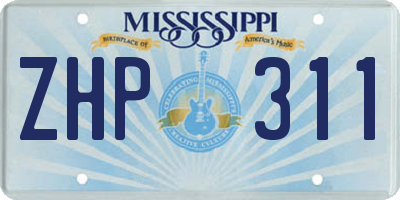 MS license plate ZHP311