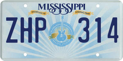 MS license plate ZHP314