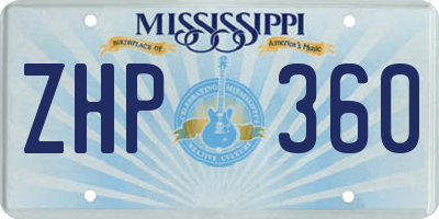 MS license plate ZHP360