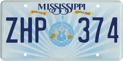 MS license plate ZHP374