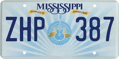 MS license plate ZHP387