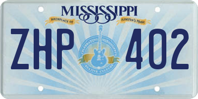 MS license plate ZHP402