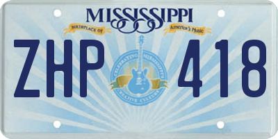 MS license plate ZHP418