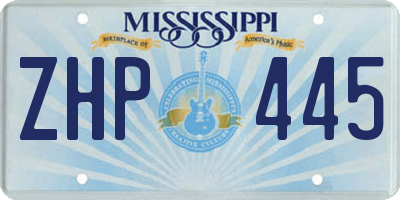 MS license plate ZHP445