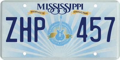 MS license plate ZHP457