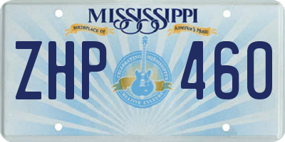 MS license plate ZHP460