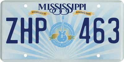 MS license plate ZHP463