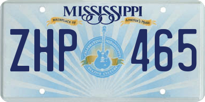 MS license plate ZHP465