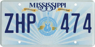 MS license plate ZHP474