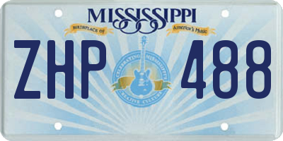 MS license plate ZHP488