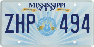 MS license plate ZHP494