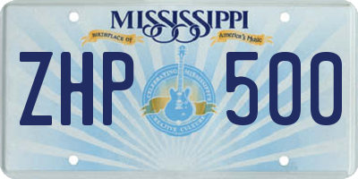 MS license plate ZHP500