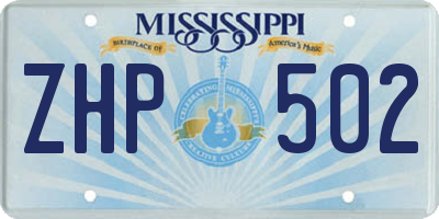 MS license plate ZHP502