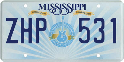 MS license plate ZHP531