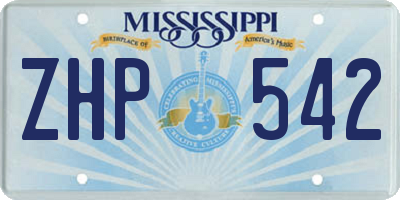 MS license plate ZHP542