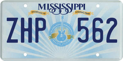 MS license plate ZHP562