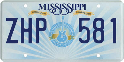 MS license plate ZHP581